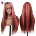 Top quality 180% 200% 250% density human hair full frontal lace wigs human hair lace front custom OP4/Pink Highlight HD lace wig